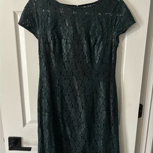 Donna Morgan Dark Green Lace Midi Dress